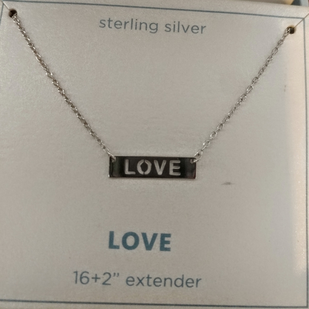 NIB Silver Treasures Sterling "Love" Neclace